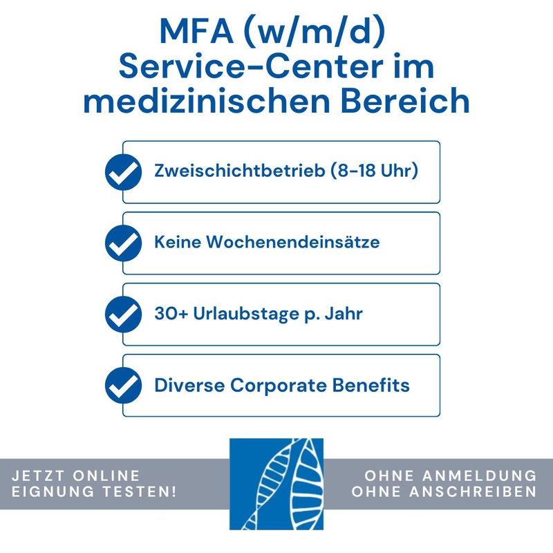 Stellenanzeige MFA (w/m/d) Service-Center im medizinischen Bereich