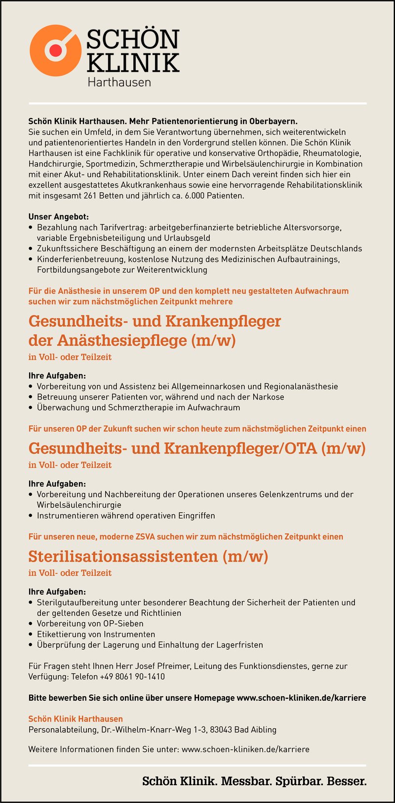 Stellenanzeige Gesundheits- und Krankenpfleger/OTA (m/w)