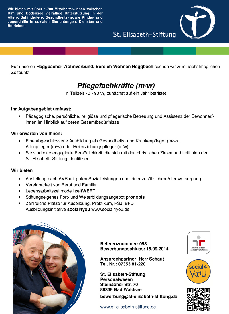Stellenanzeige Pflegefachkräfte (m/w)