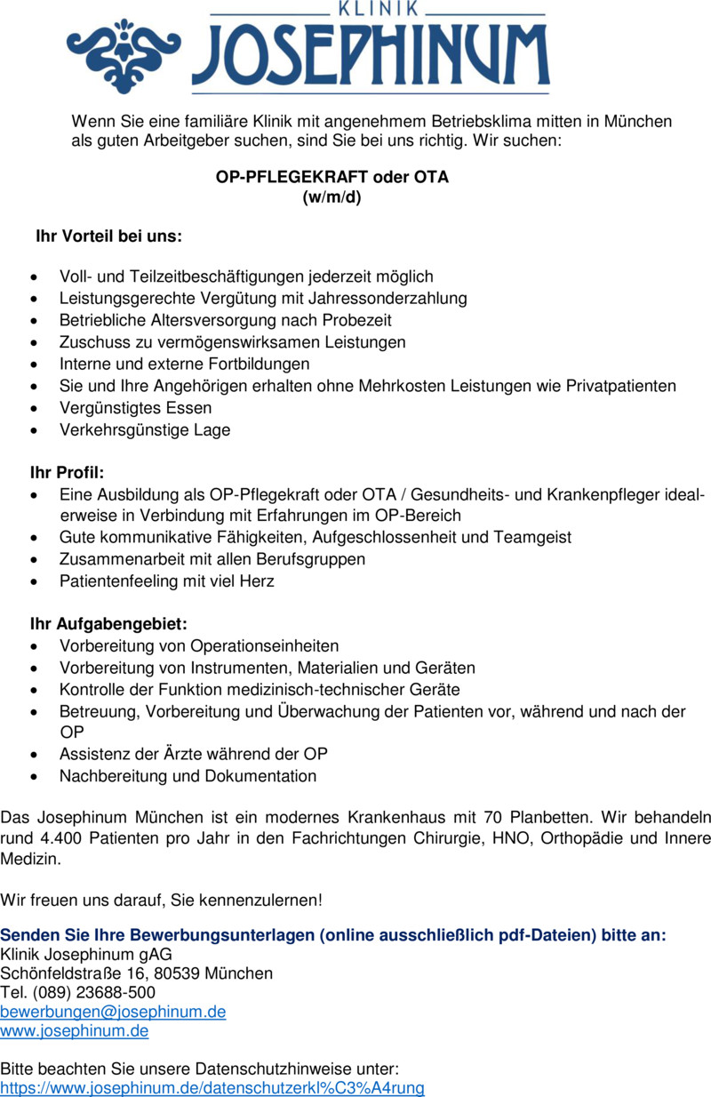Stellenangebot OP-PFLEGEKRAFT oder OTA in München - Job