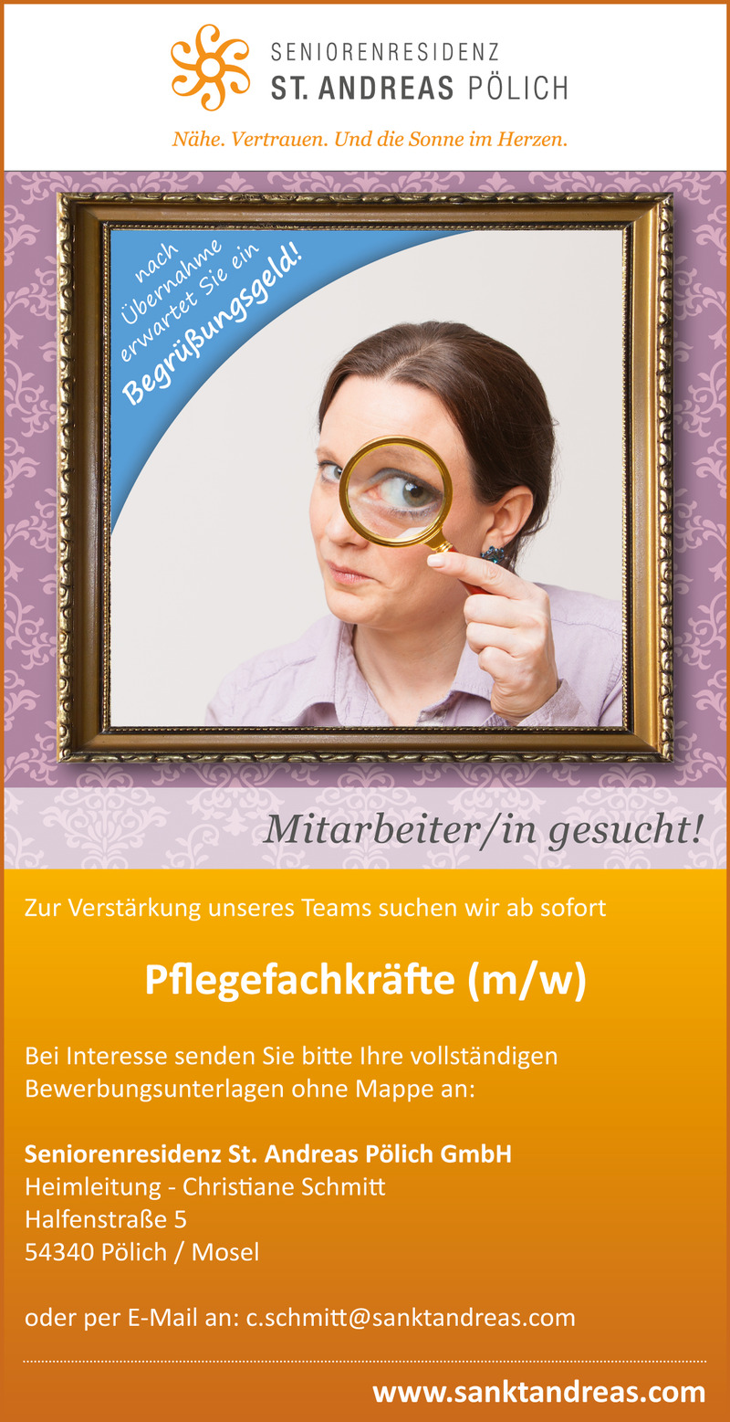 Stellenanzeige Pflegefachkraft