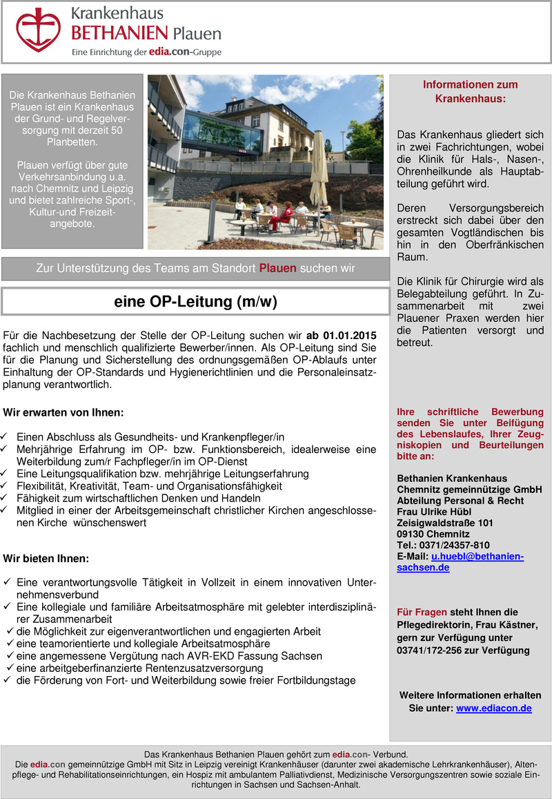 Stellenanzeige OP-Leitung (m/w)