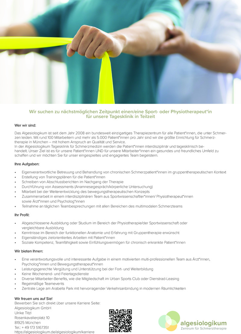 Stellenanzeige Bewegungstherapeut (m/w/d)