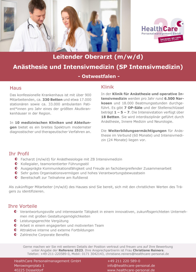 Stellenanzeige Oberarzt (w/m/d) Psychiatrie und Psychotherapie Projekt Nr. 2470