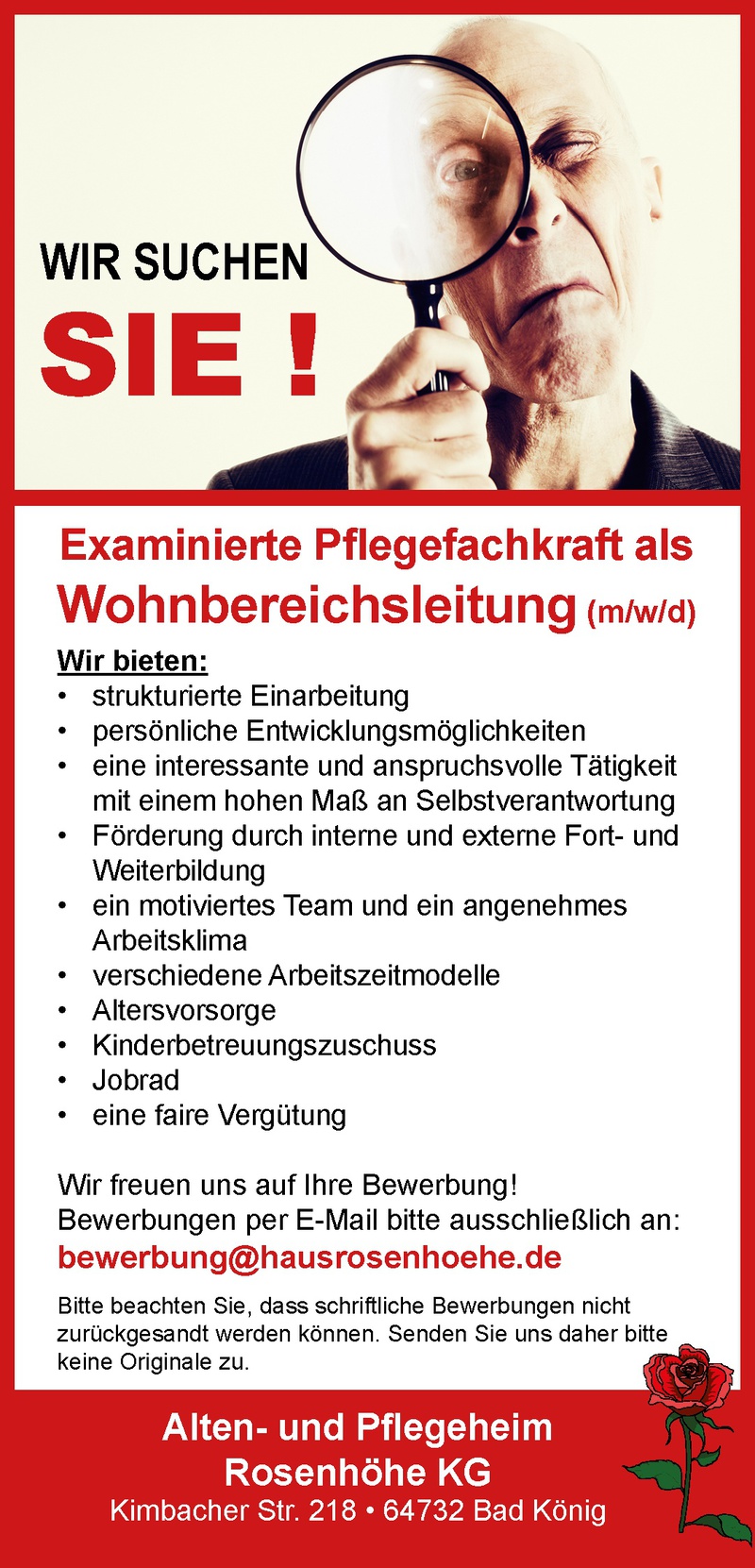 Stellenanzeige Examinierte Pflegefachkraft als Wohnbereichsleitung (m/w/d)