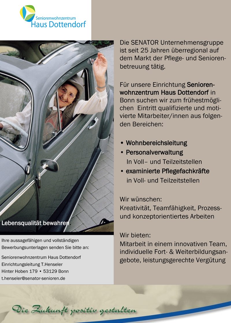 Stellenanzeige Wohnbereichsleitung