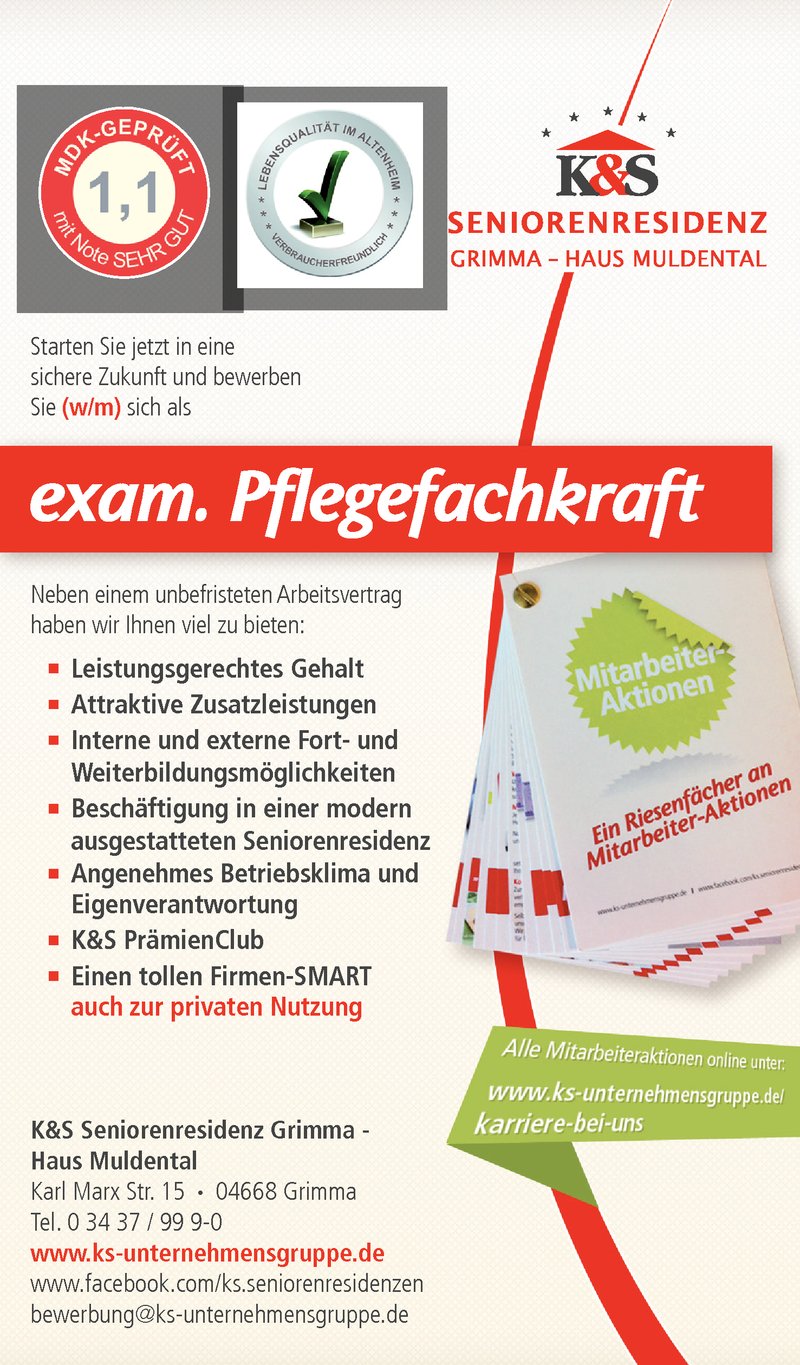 Stellenanzeige examinierte Pflegefachkraft